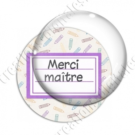 Image digitale - Merci maître - Etiquette violet - Fond crayon
