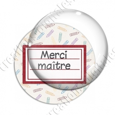 Image digitale - Merci maître - Etiquette rouge - Fond crayon