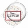 Image digitale - Merci maîtresse - Etiquette rouge - Fond crayon
