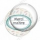 Image digitale - Merci maître - Etiquette ovale vert- Fond crayon