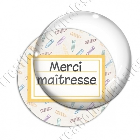 Image digitale - Merci maîtresse - Etiquette jaune- Fond crayon