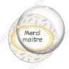 Image digitale - Merci maître - Etiquette ovale jaune- Fond crayon