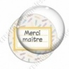 Image digitale - Merci maître - Etiquette jaune- Fond crayon