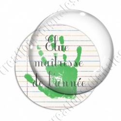 Image digitale - Elue maîtresse - Main verte-  ligne multicolore