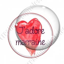 Image digitale - J'adore marraine - coeur