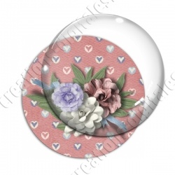 Image digitale - Composition florale 3 - fond coeur