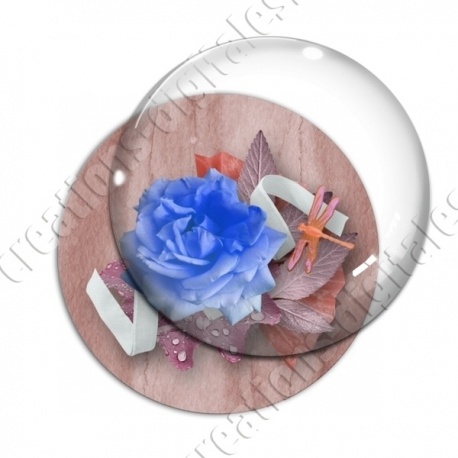 Image digitale - Montage fleur bleue et libellule