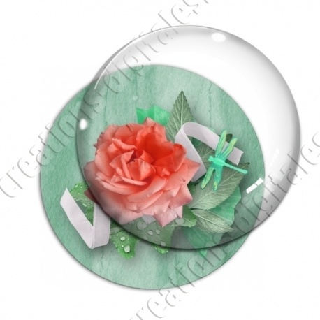 Image digitale - Montage fleur rouge et libellule
