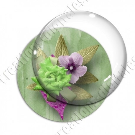 Image digitale - Montage fleurs mouillées ton vert