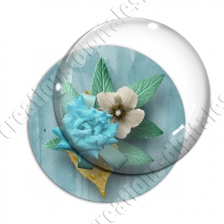 Image digitale - Montage fleurs mouillées ton cyan