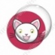 Image digitale - Chat blanc yeux ouverts et fond rouge