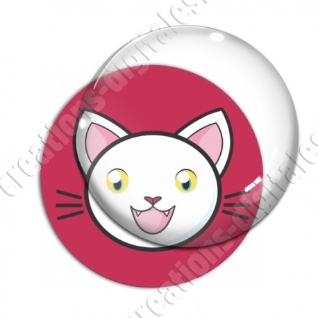 Image digitale - Chat blanc yeux ouverts et fond rouge