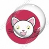 Image digitale - Chat blanc yeux ouverts et fond rouge