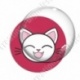Image digitale - Chat blanc yeux fermés et fond rouge