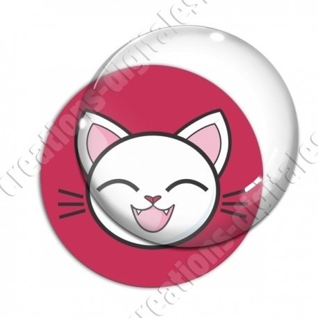 Image digitale - Chat blanc yeux fermés et fond rouge