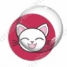 Image digitale - Chat blanc yeux fermés et fond rouge