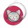 Image digitale - Chat tigré yeux ouverts et fond rouge