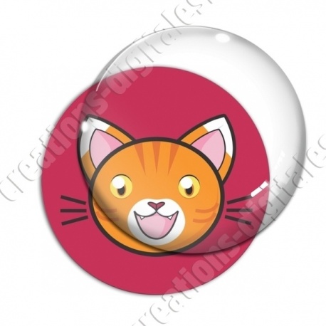 Image digitale - Chat tigré orange yeux ouverts et fond rouge
