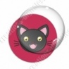 Image digitale - Chat noir yeux ouverts et fond rouge