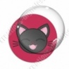 Image digitale - Chat noir yeux fermés et fond rouge