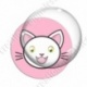 Image digitale - Chat blanc yeux ouverts et fond rose