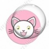 Image digitale - Chat blanc yeux ouverts et fond rose