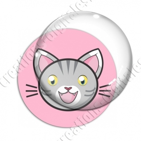 Image digitale - Chat tigré yeux ouverts et fond rose
