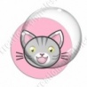 Image digitale - Chat tigré yeux ouverts et fond rose
