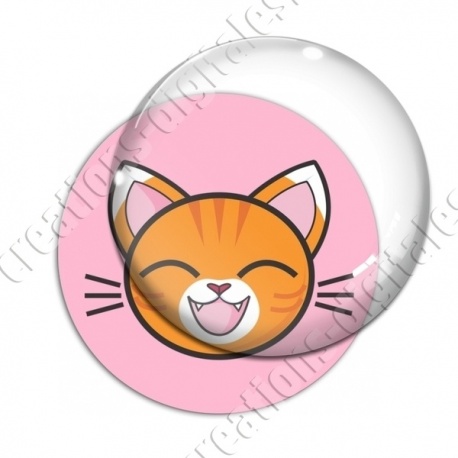 Image digitale - Chat tigré orange yeux fermés et fond rose