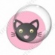 Image digitale - Chat noir yeux ouverts et fond rose