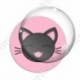 Image digitale - Chat noir yeux fermés et fond rose