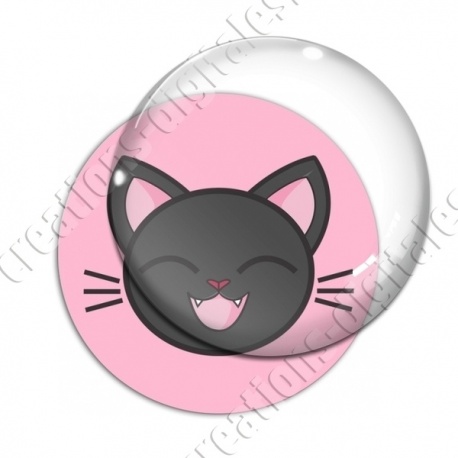 Image digitale - Chat noir yeux fermés et fond rose
