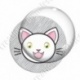 Image digitale - Chat blanc yeux ouverts et fond rayé gris