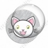 Image digitale - Chat blanc yeux ouverts et fond rayé gris