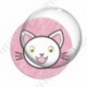 Image digitale - Chat blanc yeux ouverts et fond rayé rose