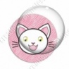 Image digitale - Chat blanc yeux ouverts et fond rayé rose