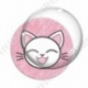Image digitale - Chat blanc yeux ferméset fond rayé rose