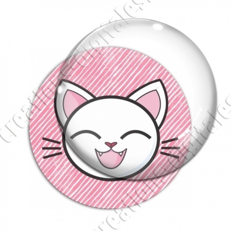 Image digitale - Chat blanc yeux ferméset fond rayé rose