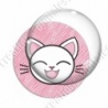 Image digitale - Chat blanc yeux ferméset fond rayé rose
