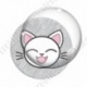 Image digitale - Chat blanc yeux fermés et fond rayé gris