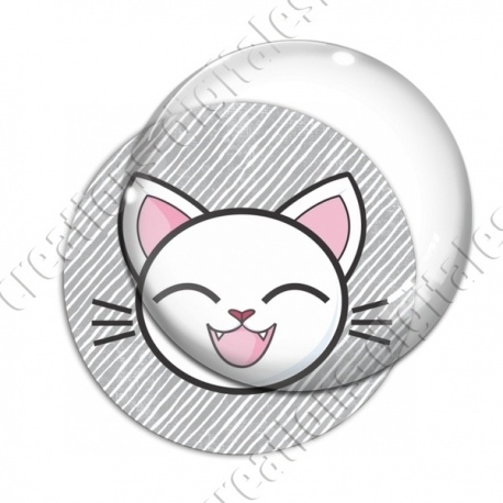 Image digitale - Chat blanc yeux fermés et fond rayé gris