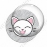Image digitale - Chat blanc yeux fermés et fond rayé gris