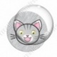 Image digitale - Chat tigré yeux ouverts et fond rayé gris