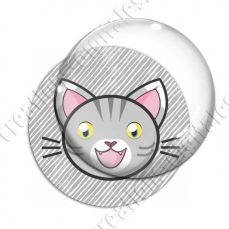 Image digitale - Chat tigré yeux ouverts et fond rayé gris