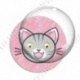 Image digitale - Chat tigré yeux ouverts et fond rayé rose
