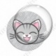 Image digitale - Chat tigré yeux fermés et fond rayé gris