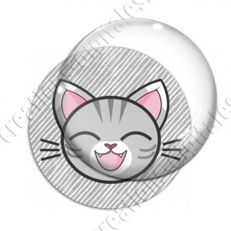 Image digitale - Chat tigré yeux fermés et fond rayé gris