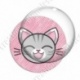 Image digitale - Chat tigré yeux fermés et fond rayé rose