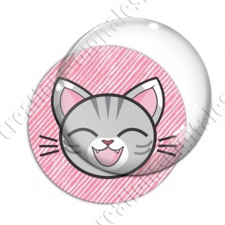 Image digitale - Chat tigré yeux fermés et fond rayé rose