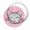 Image digitale - Chat tigré yeux fermés et fond rayé rose